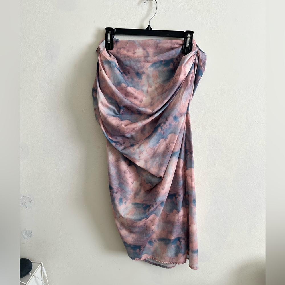 Asymmetrical skirt, pink blue
